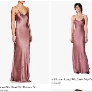 Nili Lotan Satin Bias Maxi Dress in Dusty Rose